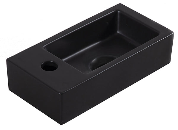 Rhea S mini fontein links | 36,5x18x9cm | Keramiek mat zwart