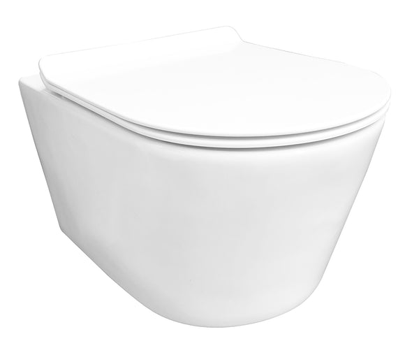 Sity Wall-mounted toilet | Rimless + Toilet seat | Soft close and quick release | Gloss white