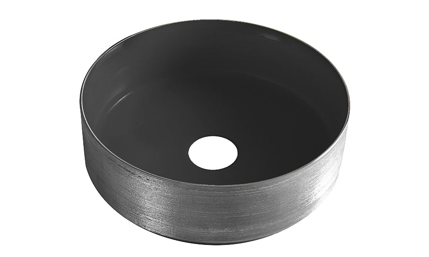 Mondri waskom rond 36 x 36 x 12 cm mat zwart/gunmetal - WDtegels