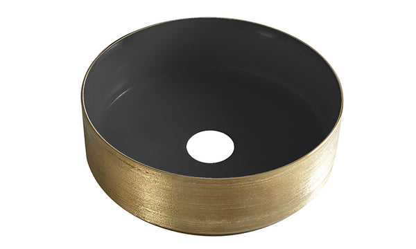 Mondri washbasin round 36 x 36 x 12 cm matt black/brushed gold