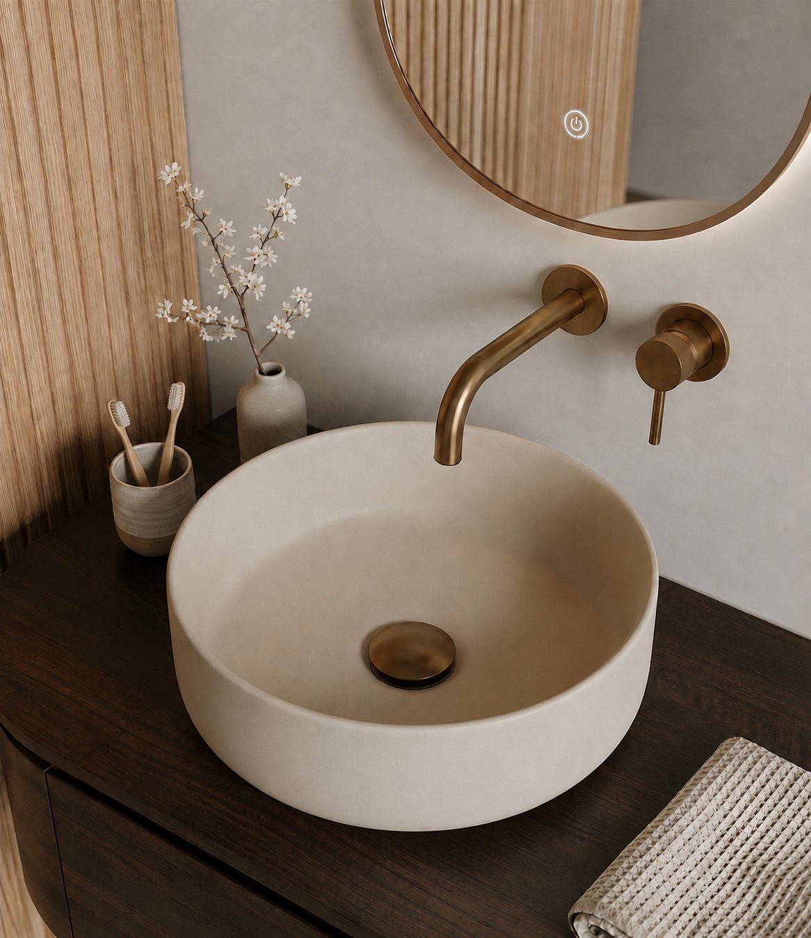 Colosso waskom rond 36 x 12 cm keramiek beige - afbeelding 2