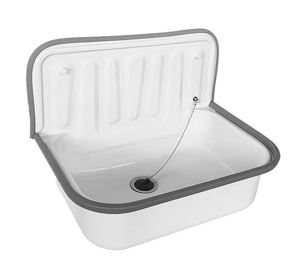 Fregadero de desagüe de acero laminado | 50,5x33x37cm | Blanco brillante