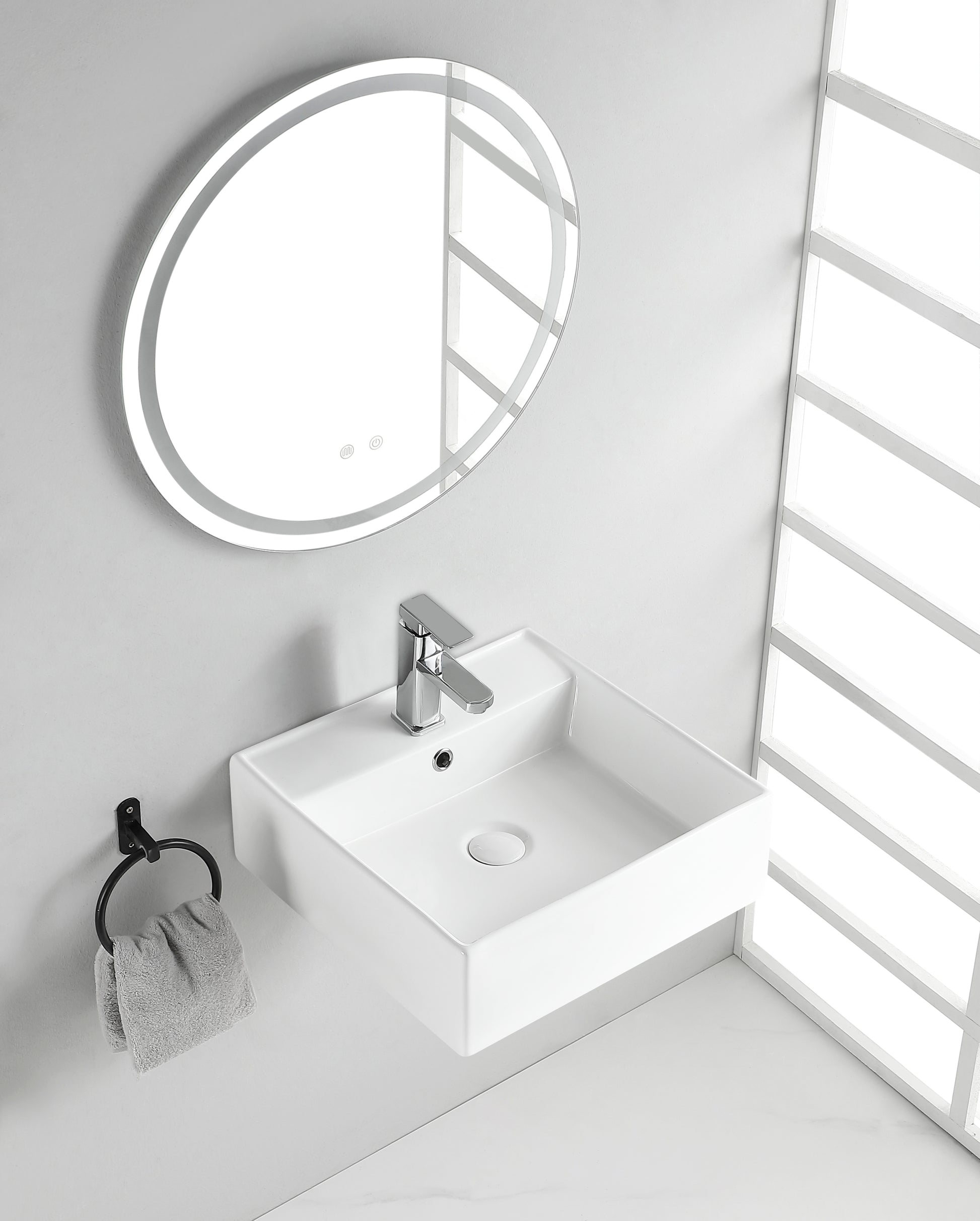 Larx waskom vierkant 46 x 46 x 16,5 cm keramiek glans wit - WDtegels
