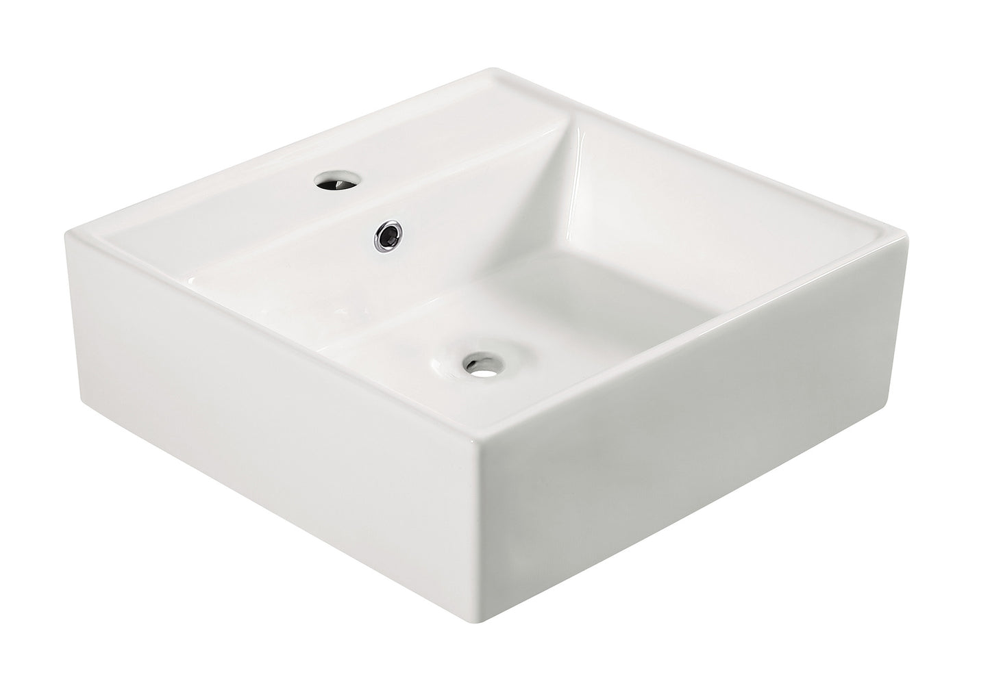 Larx waskom vierkant 46 x 46 x 16,5 cm keramiek glans wit - WDtegels