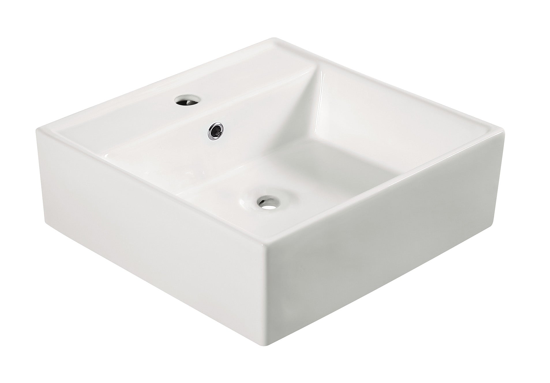 Larx waskom vierkant 46 x 46 x 16,5 cm keramiek glans wit - WDtegels
