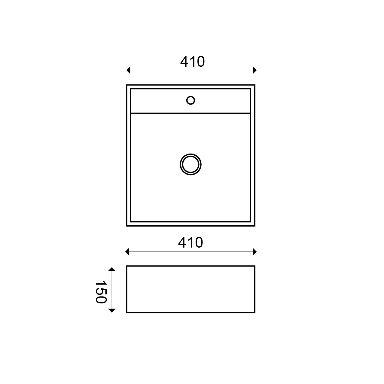 Larx waskom vierkant 41 x 41 x 15 cm keramiek glans wit - WDtegels