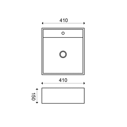 Larx waskom vierkant 41 x 41 x 15 cm keramiek glans wit - WDtegels