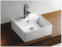 Larx waskom vierkant 41 x 41 x 15 cm keramiek glans wit - WDtegels