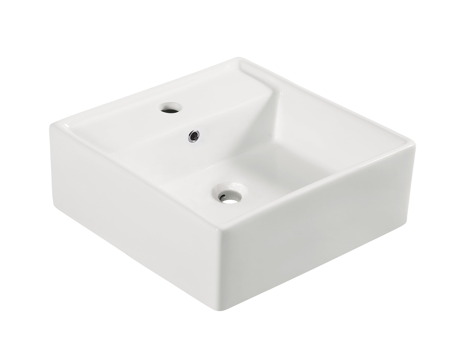 Larx waskom vierkant 41 x 41 x 15 cm keramiek glans wit - WDtegels
