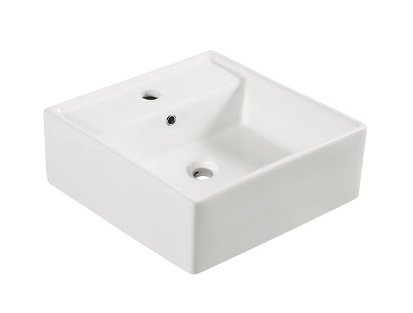 Larx square washbasin 41 x 41 x 15 cm ceramic gloss white