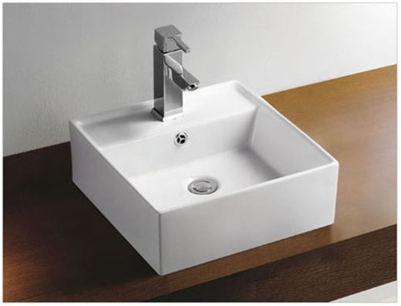 Larx waskom vierkant 41 x 41 x 15 cm keramiek glans wit - WDtegels