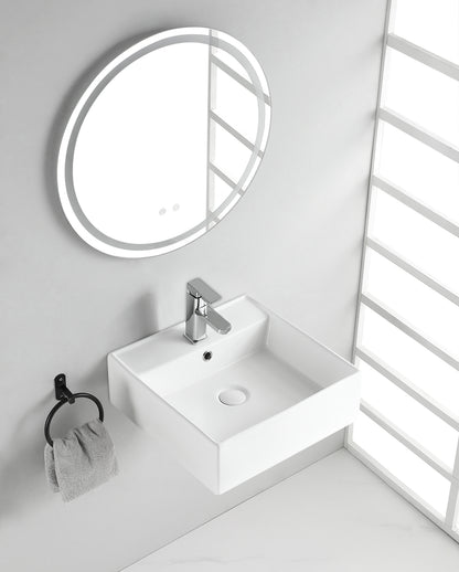 Larx waskom vierkant 41 x 41 x 15 cm keramiek glans wit - WDtegels