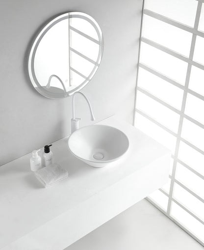 Circle waskom rond 42 x 15 cm keramiek glans wit - WDtegels