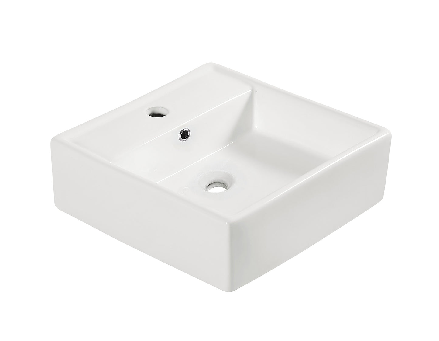 Larx waskom 38,5 x 38,5 x 13 cm keramiek glans wit - WDtegels