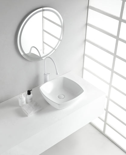 Plaza waskom vierkant 42 x 42 x 13,5 cm keramiek glans wit - WDtegels