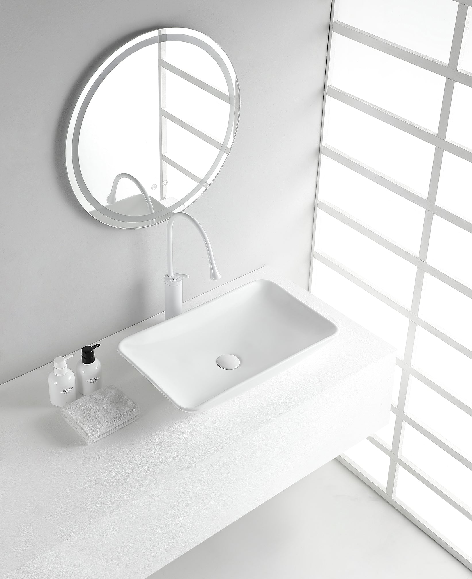 Karé waskom rechthoekig 58 x 36 x 11,5 cm keramiek glans wit - WDtegels
