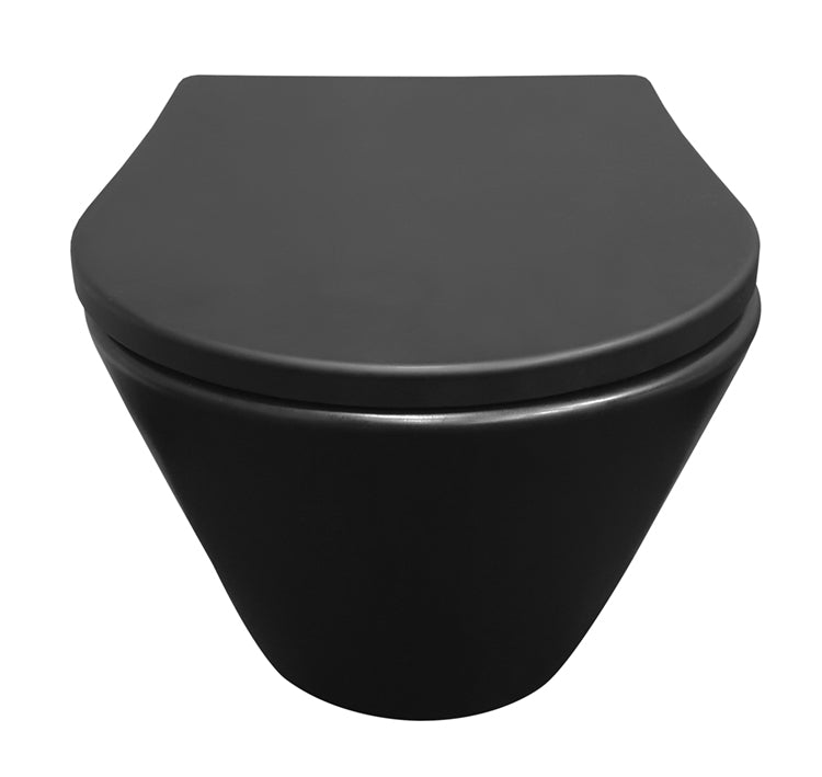 Vesta wandcloset rimless met Shade slim toiletzitting softclose en quick release mat zwart - WDtegels