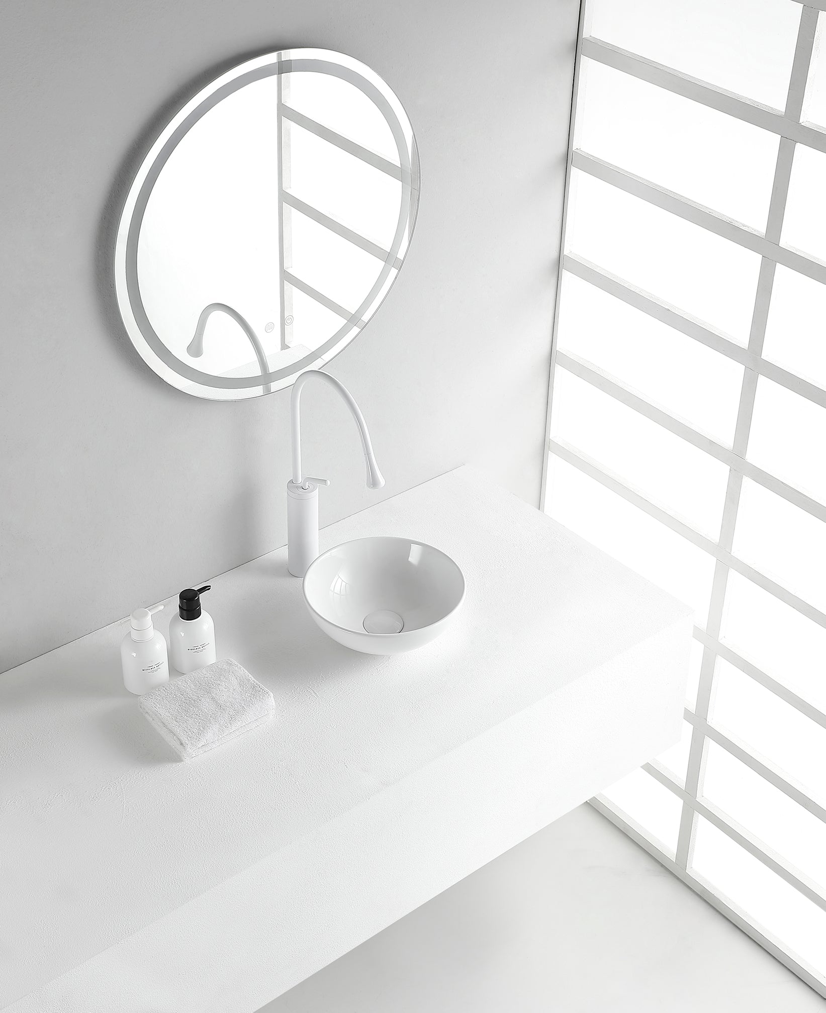 Kimo waskom rond 28 x 10 cm keramiek glans wit - WDtegels