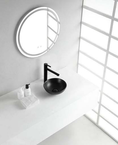 Kimo waskom rond 28 x 10 cm keramiek mat zwart - WDtegels