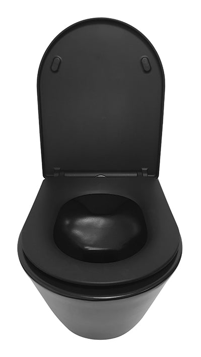 Stereo wandcloset rimless met Shade slim toiletzitting softclose en quick release mat zwart - WDtegels