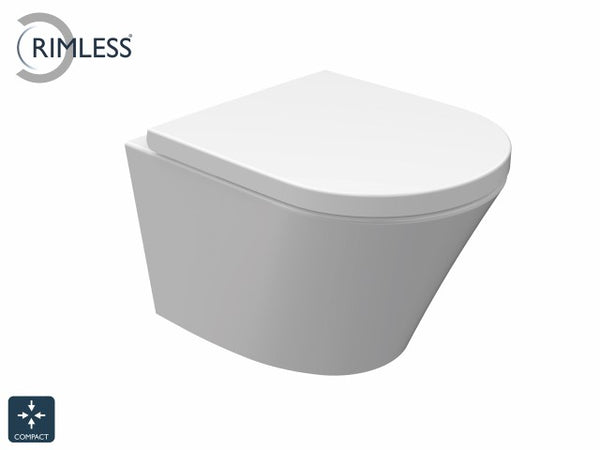 Vesta Junior wall-hung toilet rimless shortened | Vesta Junior toilet seat | Soft-close and quick release | Gloss white