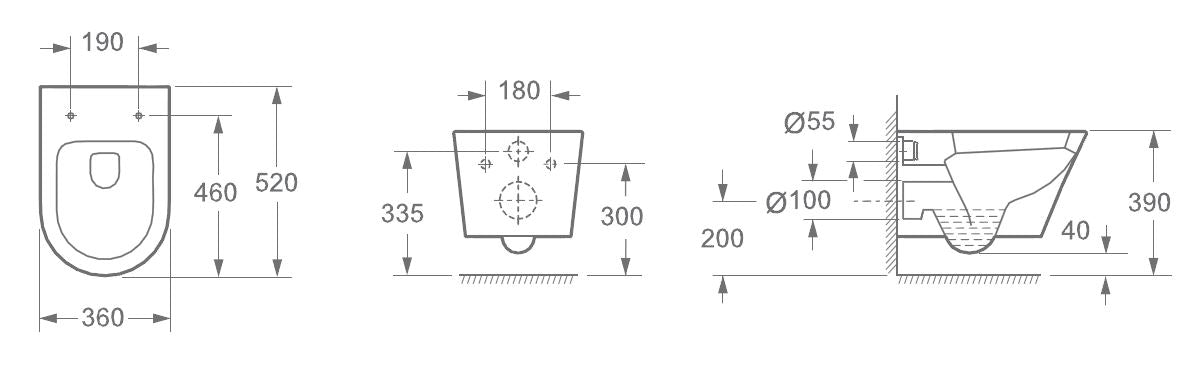 Vesta wandcloset 52 cm met Flatline Soft-Close zitting wit 8719323031449