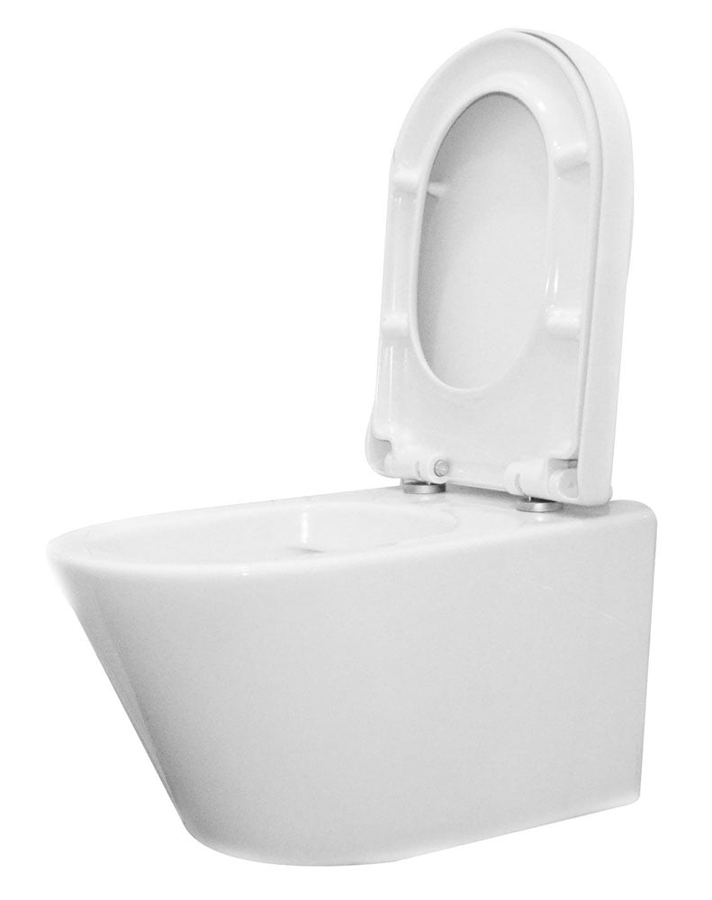 Vesta wandcloset rimless met Vesta toiletzitting softclose en quick release glans wit - WDtegels