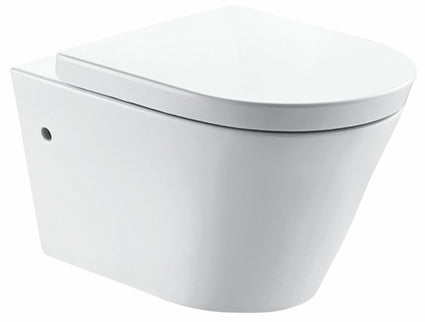 Flow wall-mounted rimless toilet | Nano coating | Flow toilet seat | Soft-close and quick release | Gloss white