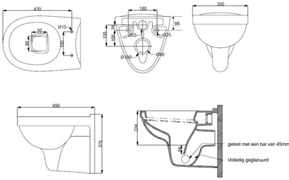 Trevi compact wandcloset 49 cm zonder zitting wit 8717306088237