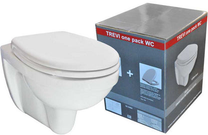Trevi wandcloset verkort Kiwa met Menir toiletzitting softclose en quick release glans wit - WDtegels