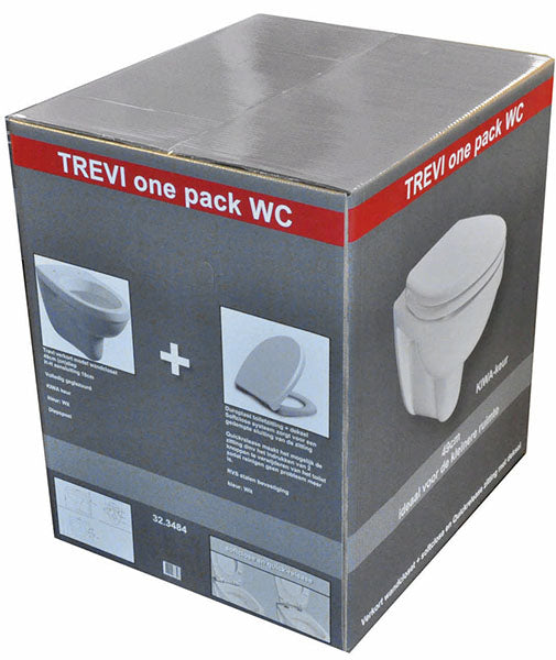 Trevi wandcloset verkort Kiwa met Menir toiletzitting softclose en quick release glans wit - WDtegels