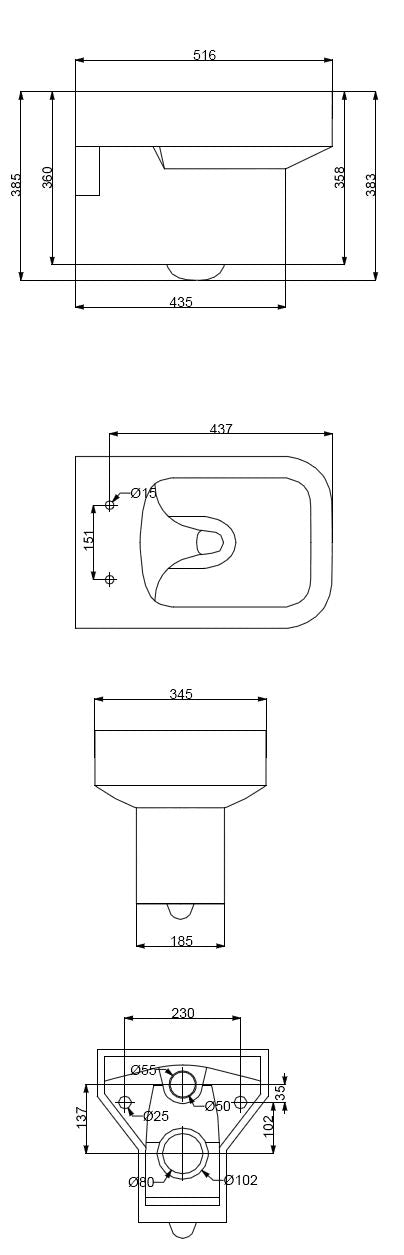 Wiesbaden Carr√© wandcloset+zitting diepspoel wit
