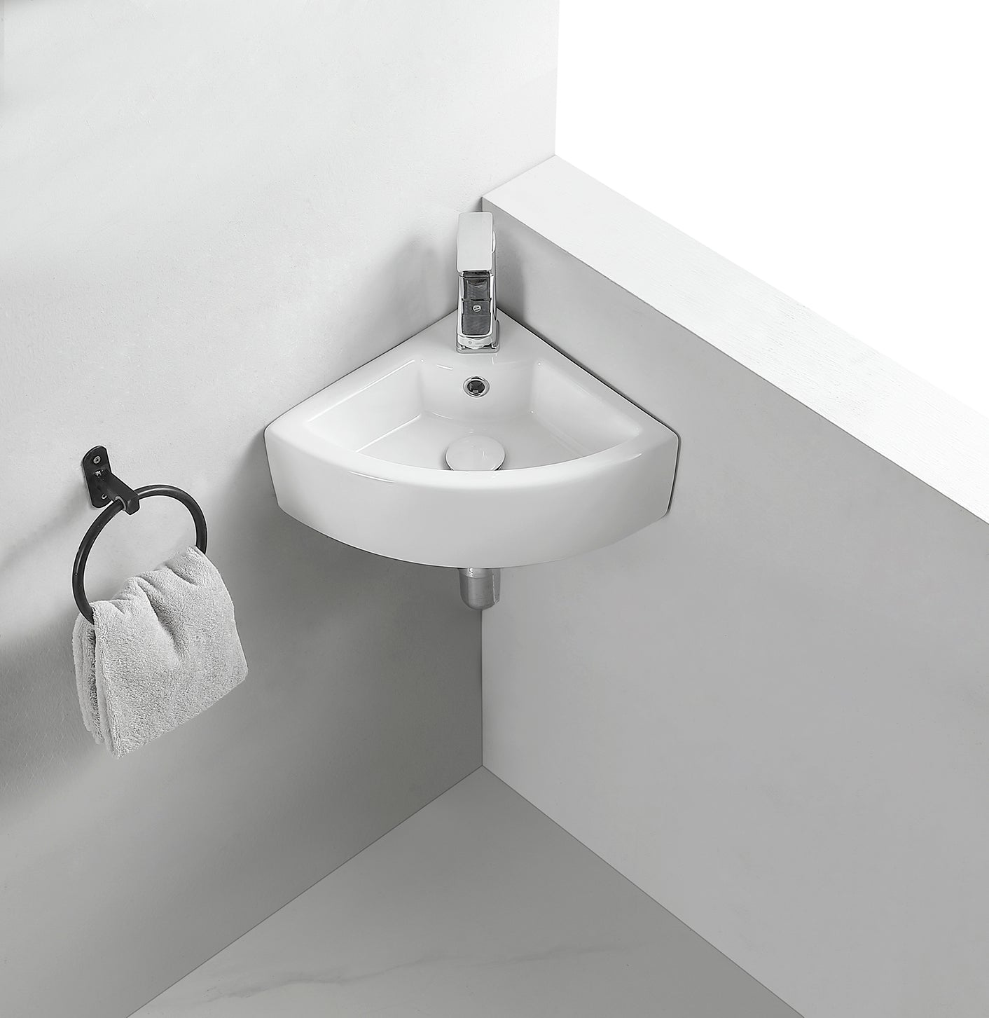 Pallas hoekfontein 44,5 x 32,5 x 13 cm keramiek glans wit - WDtegels