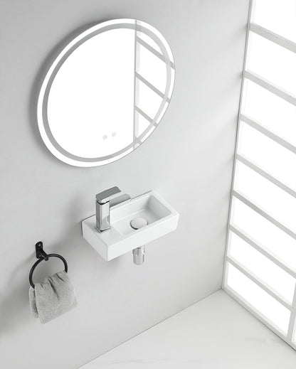 Rhea S mini fontein links 36,5 x 18 x 9 cm keramiek glans wit - WDtegels