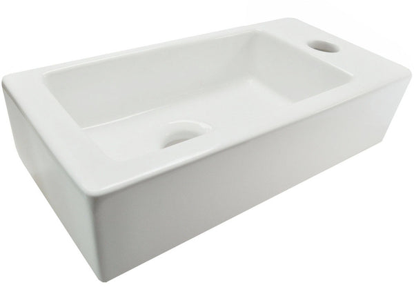 Rhea S mini fontein rechts | 36,5x18x9cm | Keramiek glans wit
