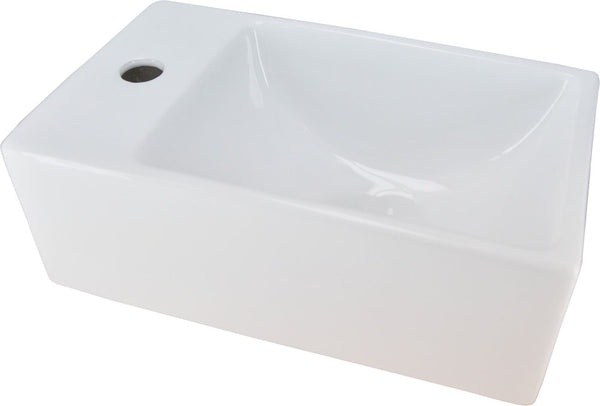 Rhea XXS fontein links | 30,5x18x11cm | Keramiek glans wit