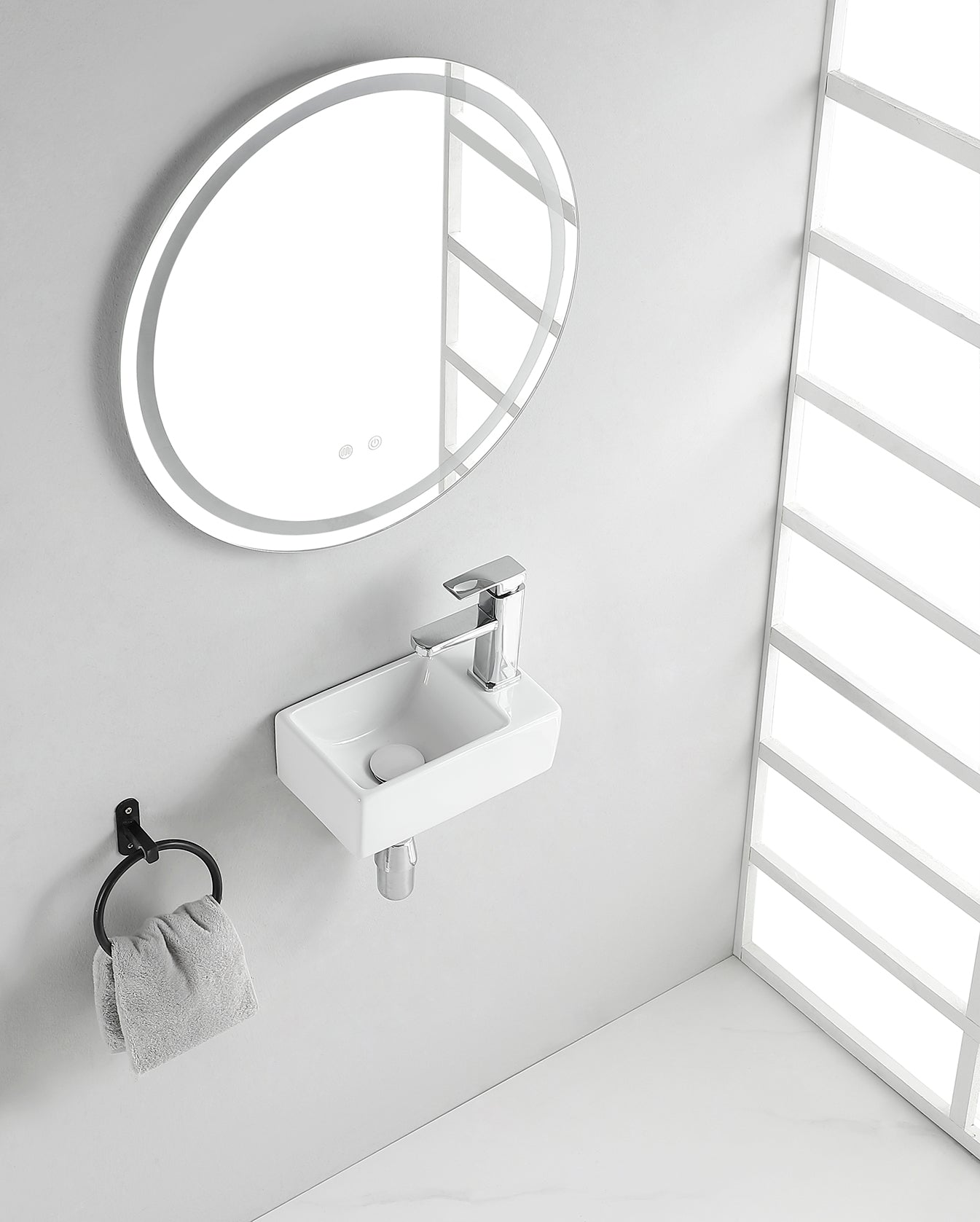 Rhea XXS fontein rechts 30,5 x 18 x 11 cm keramiek glans wit - WDtegels