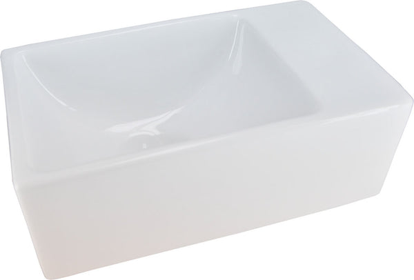 Rhea XXS fontein zonder kraangat rechts | 30,5x18x11cm | Keramiek glans wit