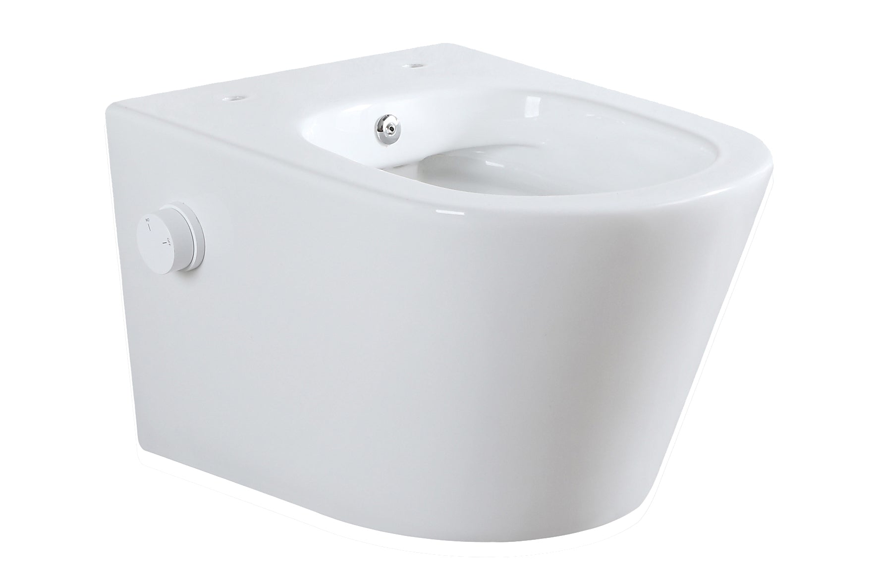 Vesta wandcloset rimless met bidetkraan koud water glans wit - WDtegels