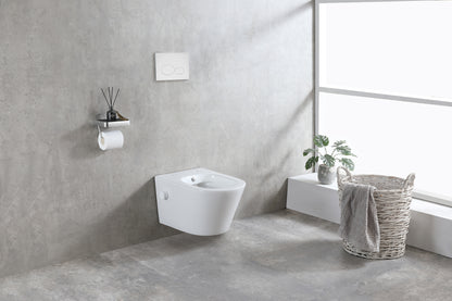 Vesta wandcloset rimless met bidetkraan koud water glans wit - WDtegels