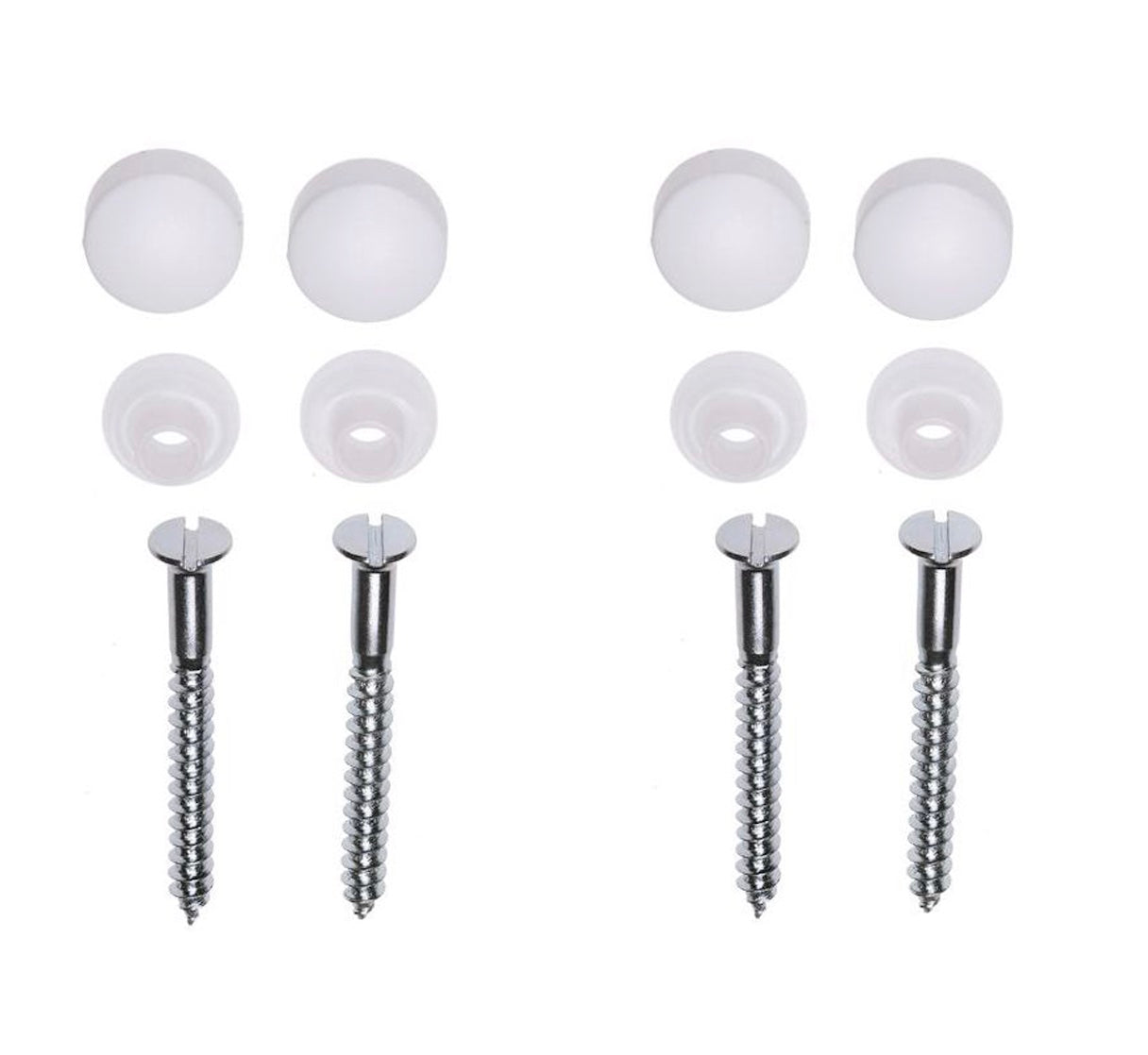 Potschroevenset zonder plug 4 stuks verzinkt 6 x 60 mm afdekdop wit - WDtegels