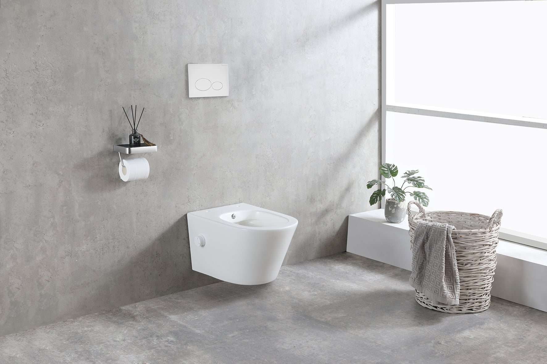 Vesta wandcloset rimless met bidetkraan koud water mat wit - WDtegels