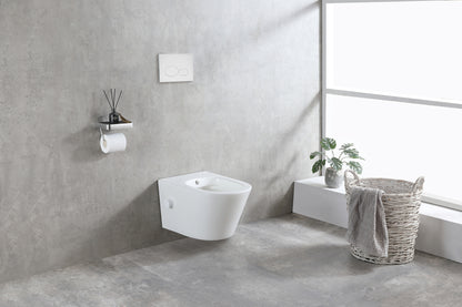 Vesta wandcloset rimless met bidetkraan koud water mat wit - WDtegels