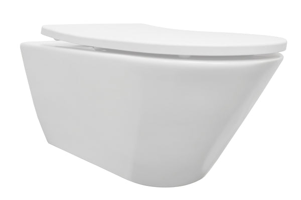 Stereo wall-hung toilet rimless with Shade slim toilet seat soft-close and quick release matt white