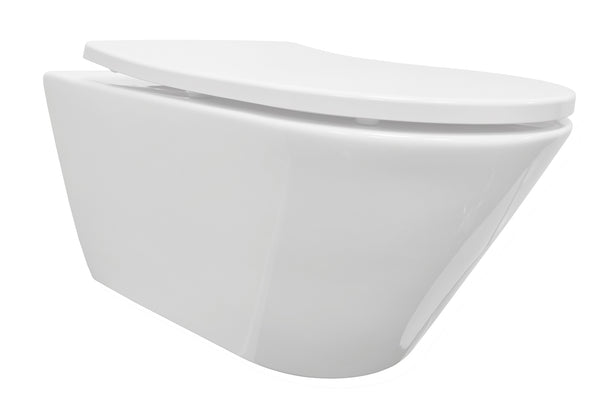 Stereo wall-hung toilet rimless with Shade slim toilet seat soft-close and quick release gloss white