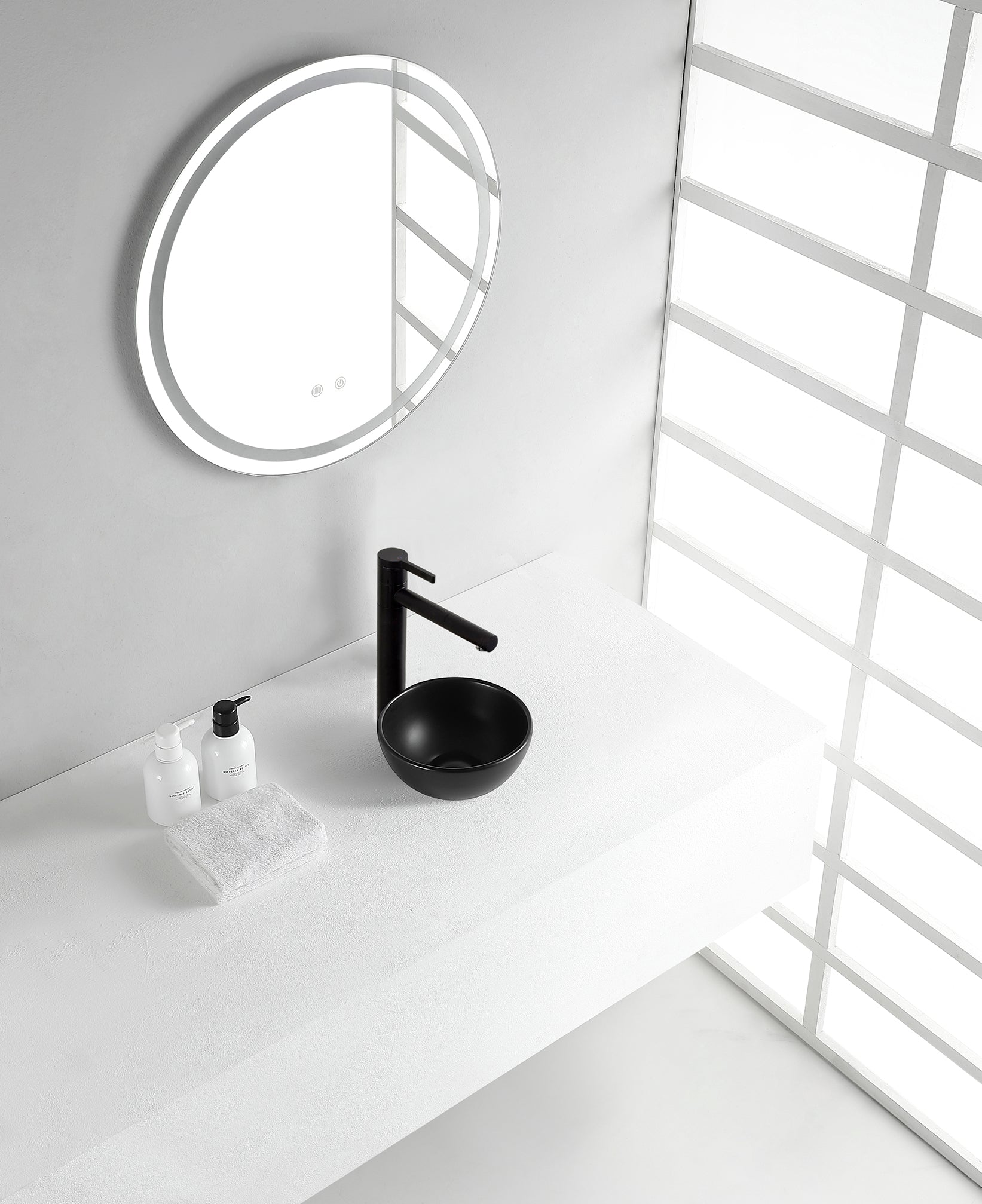 Consilio waskom rond 20 x 9 cm keramiek mat zwart - WDtegels