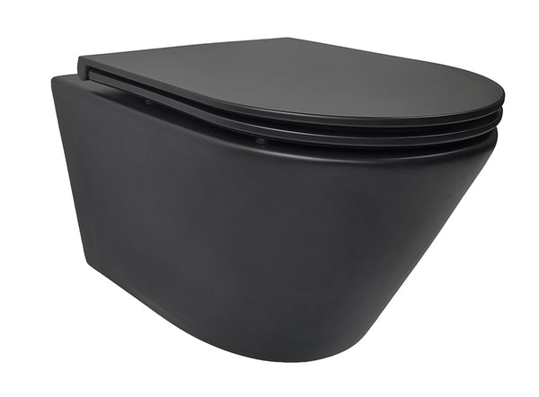 Vesta Tornado flush wall-mounted toilet | Rimless | Flatline toilet seat | Soft-close and quick release | Matt black