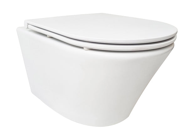 Vesta wall-hung toilet | Rimless | Flatline toilet seat | Soft-close and quick release | Matte white