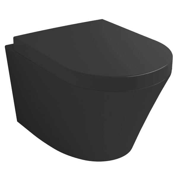Vesta wall-hung toilet | Rimless | Vesta toilet seat | Softclose and quick release | Matte black