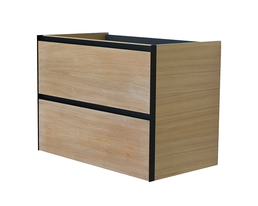 Lotus onderkast met 2 laden 80 x 45,2 cm naturel eik/mat zwart - WDtegels